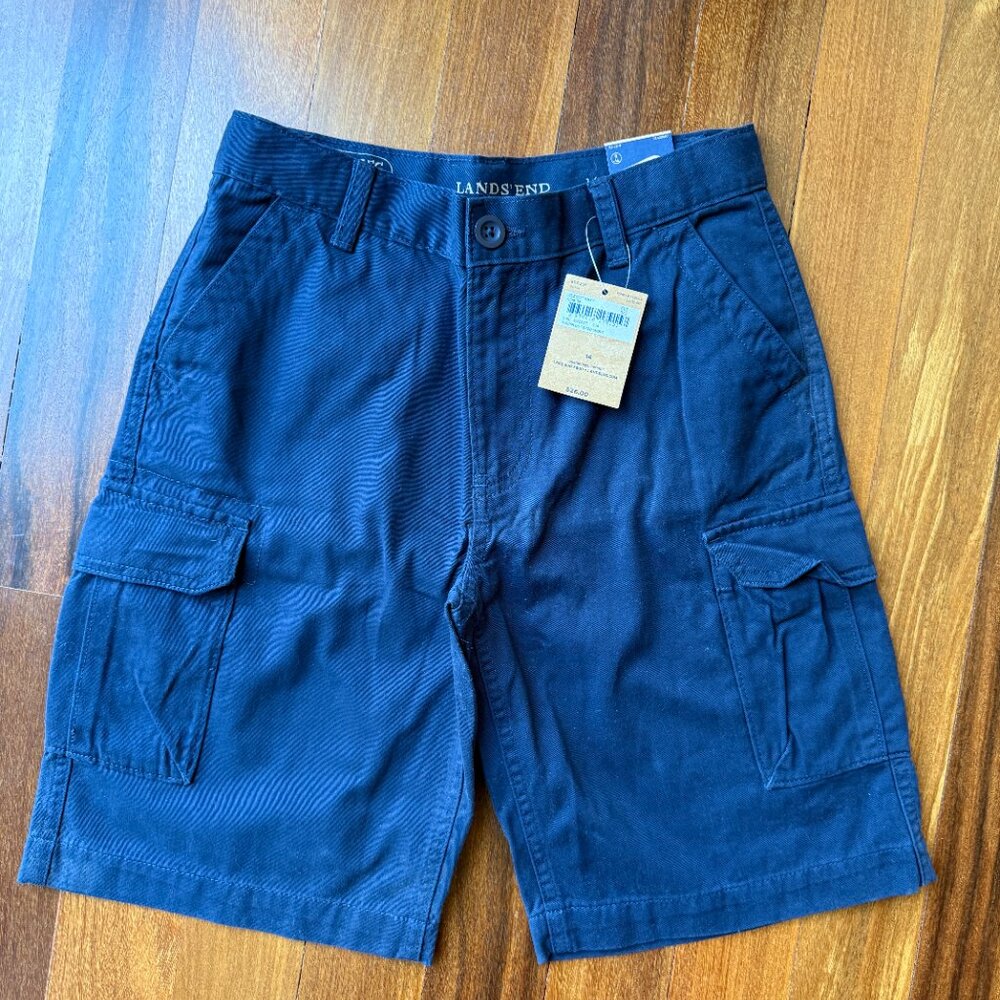 NEW Lands End Sz 14 Blue Cargo Shorts